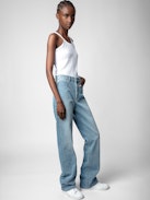 Evy Jeans - Women’s faded denim flared jeans