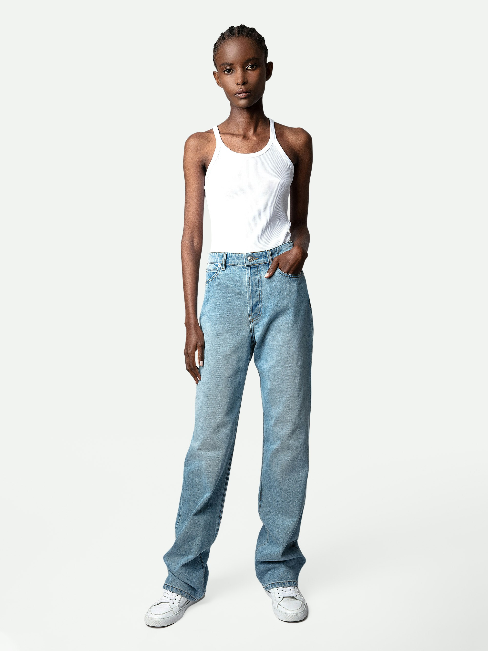 Evy Jeans - Women’s faded denim flared jeans