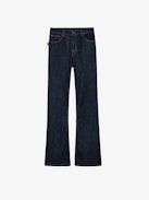 Emile Jeans - Women's wide denim jeans with "Emile" embroidery.