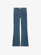 Jeans Elvira - Jeans larghi in denim blu con tasche e dettagli impunturati.