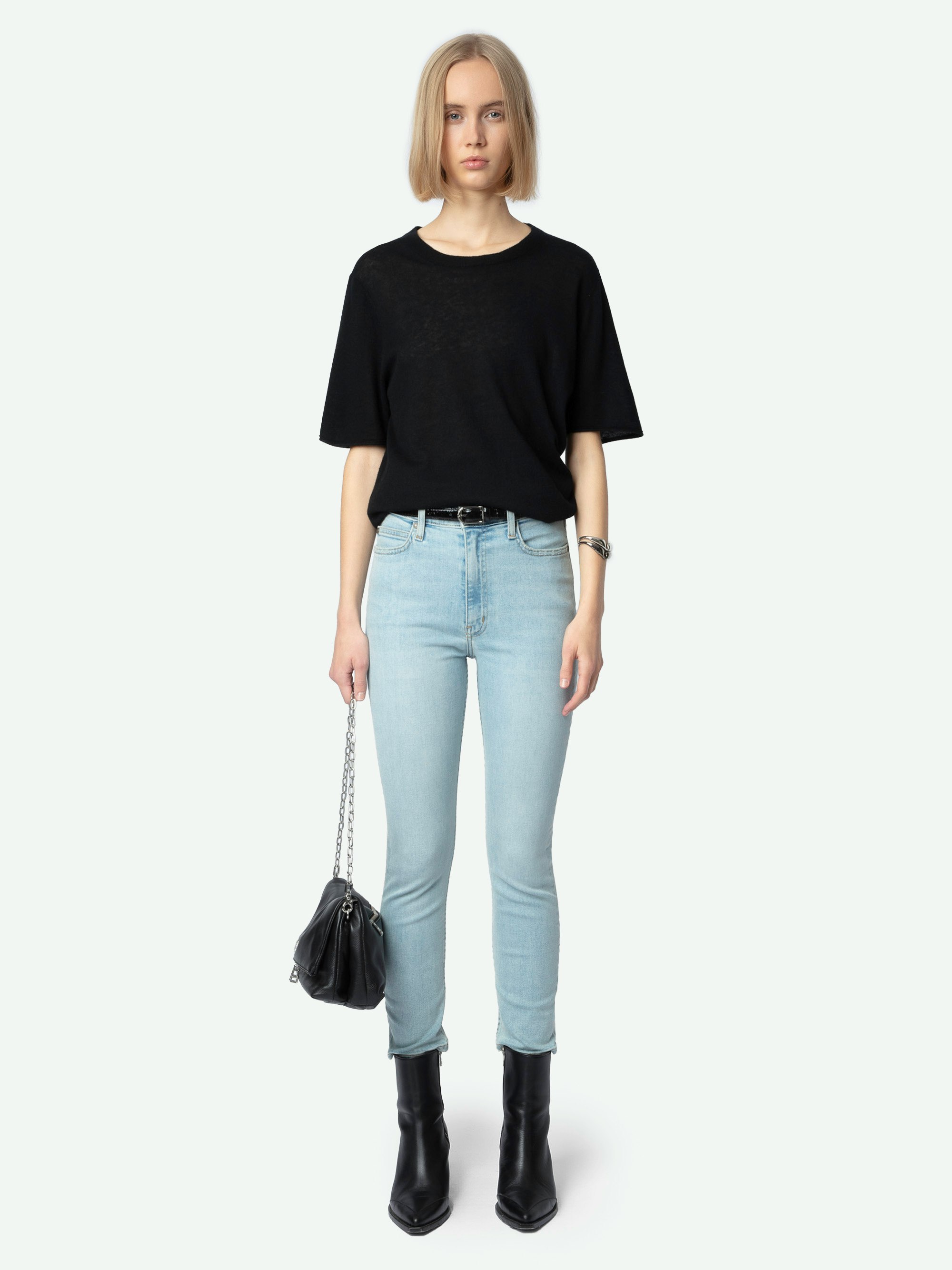 Tina Cropped Skinny Jeans - Women's light wash cropped skinny jeans.
