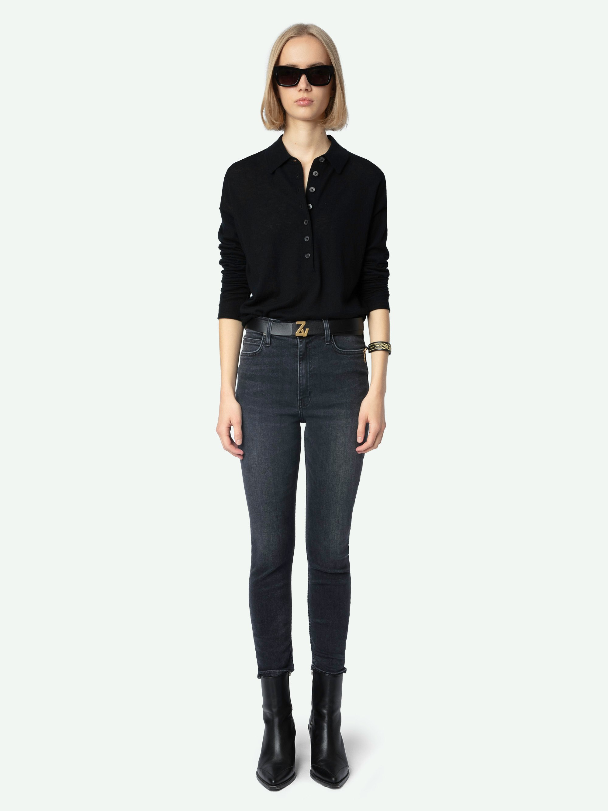 Tina Cropped Skinny Jeans - Women's washed black cropped skinny jeans.
