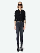 Tina Cropped Skinny Jeans - Women's washed black cropped skinny jeans.