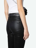 Jett Skinny Jeans - Women's black coated skinny jeans.