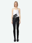 Jett Skinny Jeans - Women's black coated skinny jeans.