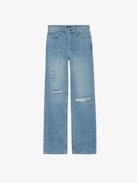 Stevie Ripped 90's Jeans - Women's straight leg light wash jeans.