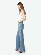 Stevie Jeans - Loose-fitting faded denim jeans with diamanté embellishment.