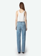 Stevie Jeans - Loose-fitting faded denim jeans with diamanté embellishment.