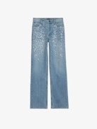 Stevie Jeans - Loose-fitting faded denim jeans with diamanté embellishment.