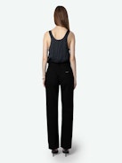 Stevie Jeans - Black denim loose-fitting jeans with diamanté  embellishment.