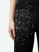 Stevie Jeans - Black denim loose-fitting jeans with diamanté  embellishment.