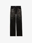 Stevie Jeans - Black denim loose-fitting jeans with diamanté  embellishment.