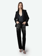 Stevie Jeans - Black denim loose-fitting jeans with diamanté  embellishment.