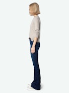 Joplin Jeans - Women's dark wash high rise flared jeans.