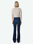 Joplin Jeans - Women's dark wash high rise flared jeans.