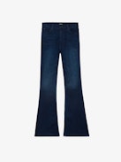 Joplin Jeans - Women's dark wash high rise flared jeans.