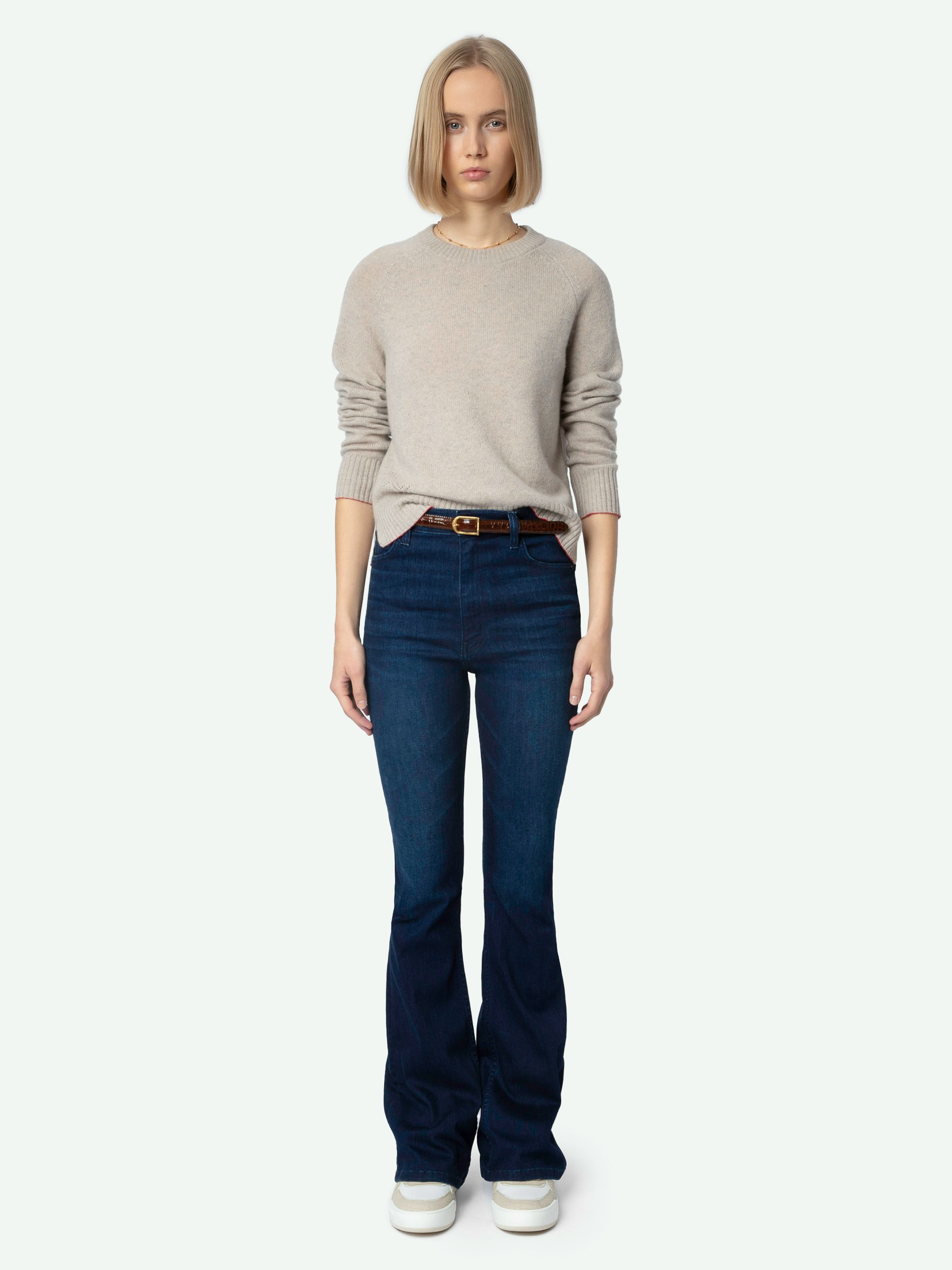 Joplin Jeans - Women's dark wash high rise flared jeans.
