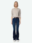 Joplin Jeans - Women's dark wash high rise flared jeans.