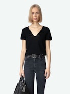 Joplin Jeans - Women's washed black high rise flared jeans.