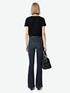 Joplin Jeans - Women's washed black high rise flared jeans.