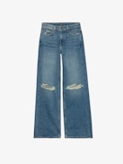 Whitney Wide Leg Jeans - Women's wide leg medium wash jeans.