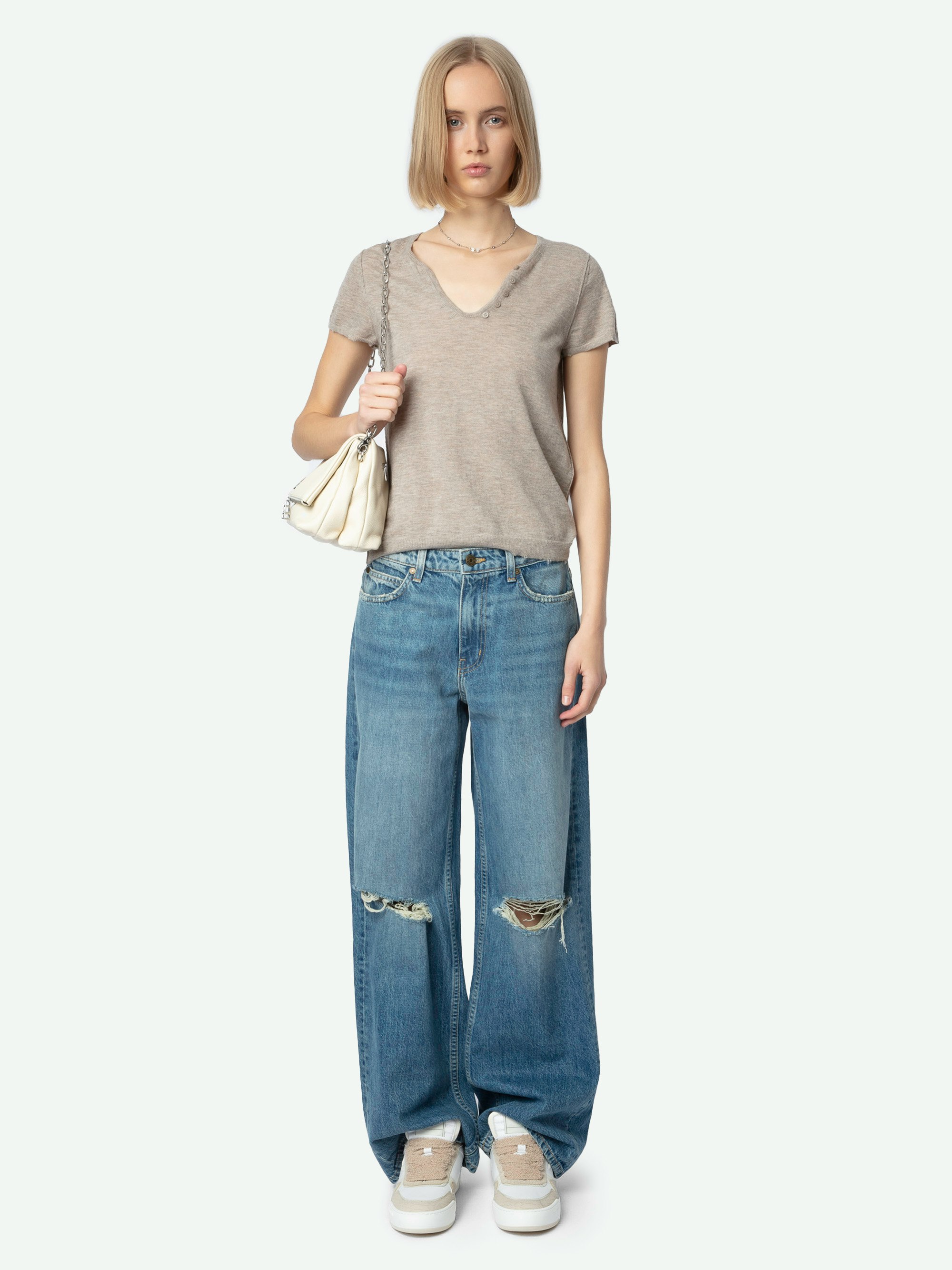 Whitney Wide Leg Jeans - Women's wide leg medium wash jeans.