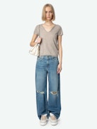 Whitney Wide Leg Jeans - Women's wide leg medium wash jeans.