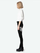 Jett Buggs Skinny Jeans - Women's black washed skinny jeans with Buggs Bunny patch.