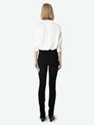 Jett Buggs Skinny Jeans - Women's black washed skinny jeans with Buggs Bunny patch.