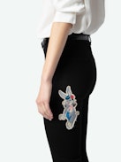 Jett Buggs Skinny Jeans - Women's black washed skinny jeans with Buggs Bunny patch.