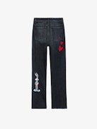 Patti Jeans - Faded black denim cropped jeans with Looney Tunes stud embellishment.