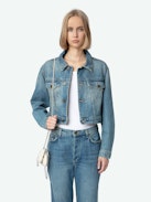 Stevie 90's Jeans - Women's straight leg light wash jeans with Roadrunner & Whiley Coyote patches.