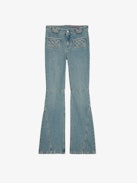 Ecume Jeans - Mid-rise bootcut jeans with braided pocket and raglan details.