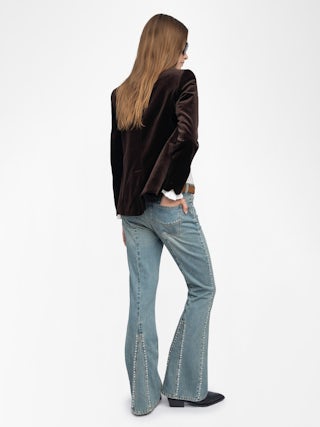 Eclip Studded Jeans - Bootcut jeans with studs, multiple pockets.