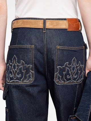 Jean Perya - Straight jeans in relaxed fit with panels, multiple pockets.