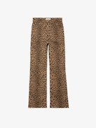 Jean Evy - Wide-fit multi-pocket trousers in leopard print denim.