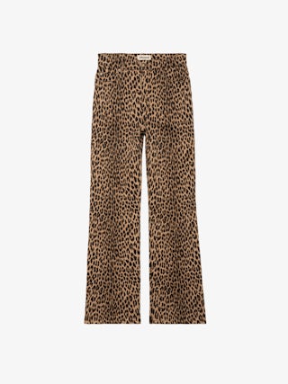 Jean Evy - Wide-fit multi-pocket trousers in leopard print denim.