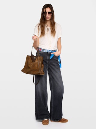 Eli Jeans - Wide-leg high-waisted jeans, multiple pockets.