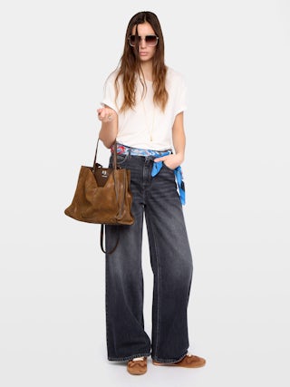 Eli Jeans - Wide-leg high-waisted jeans, multiple pockets.