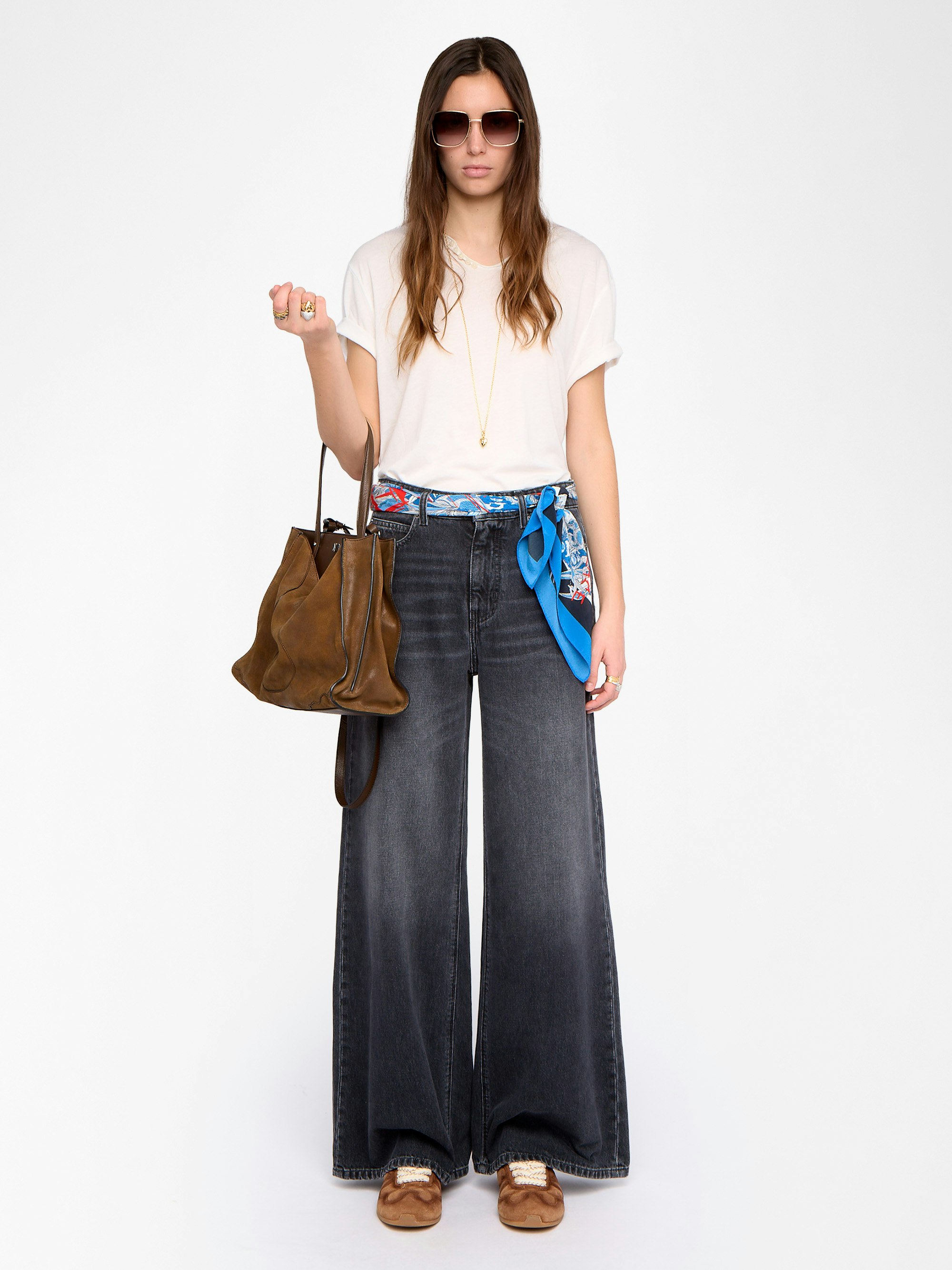 Eli Jeans - Wide-leg high-waisted jeans, multiple pockets.