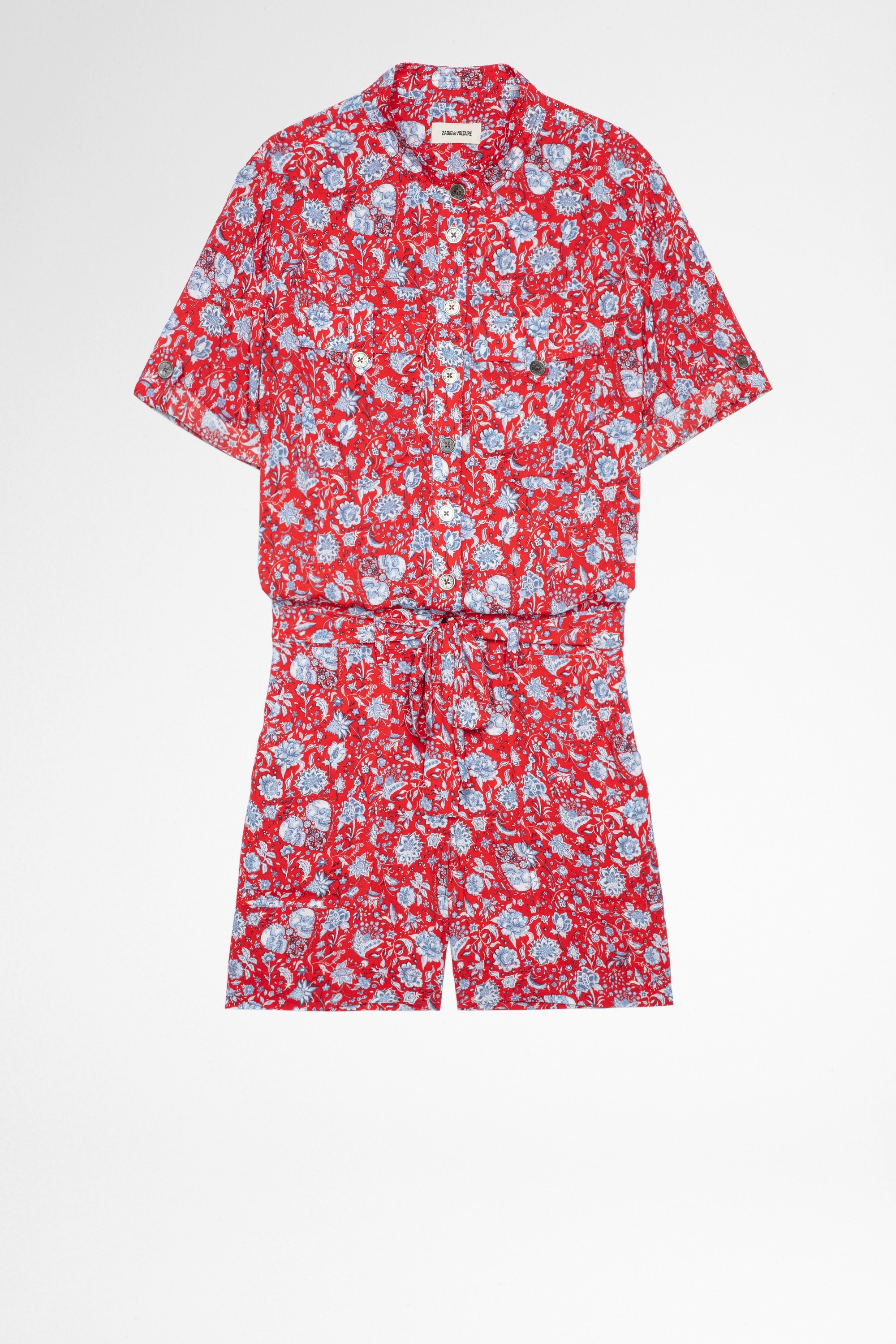 Jumpsuit Cookis Roter Jumpsuit mit Blumen-Print für Damen