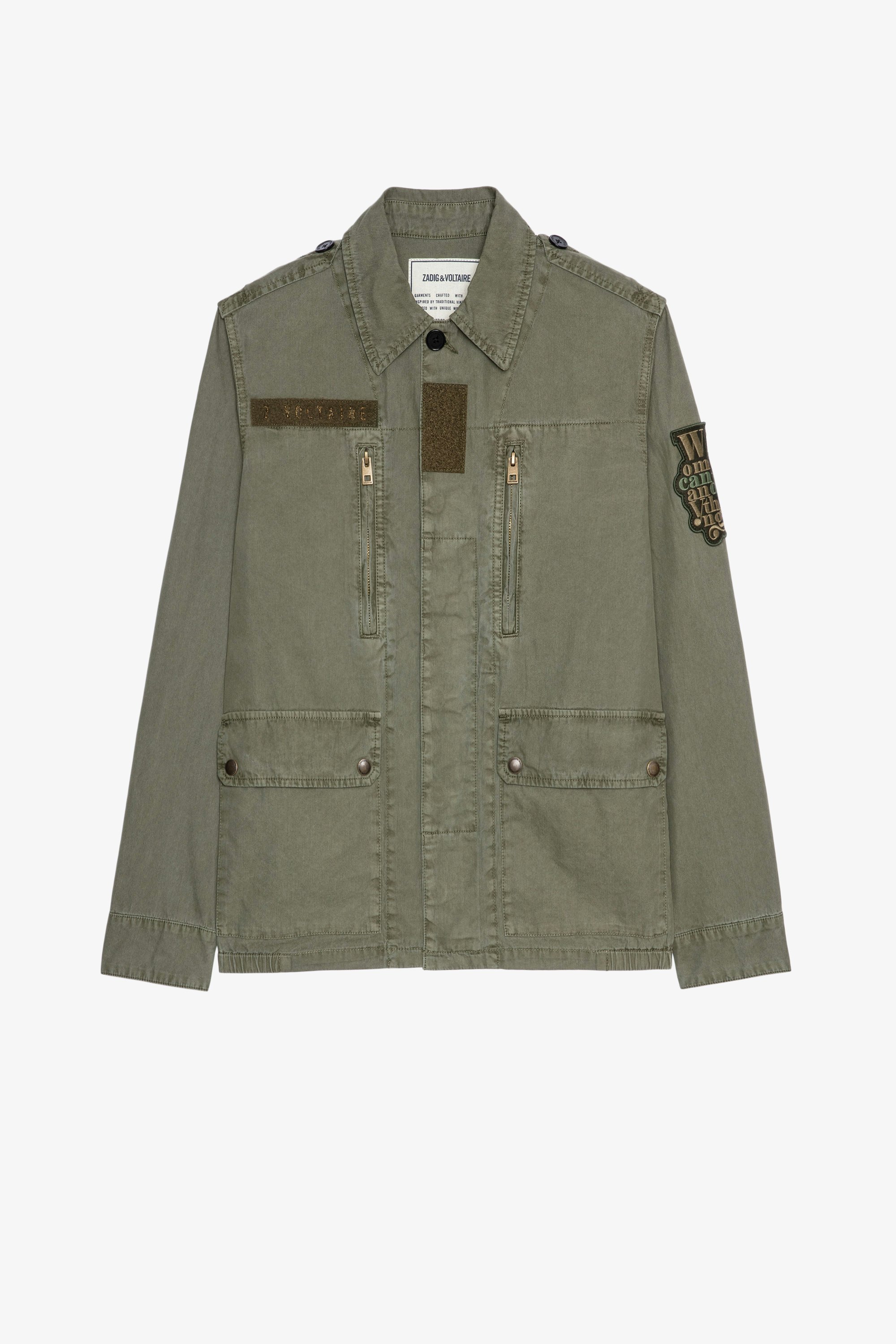 Kid Lave ジャケット Women's cotton military jacket in khaki with a patch on the left sleeve
