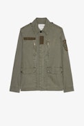 Kid Lave Jacket - Women's cotton military jacket in khaki with a patch on the left sleeve