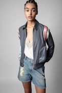 Belle Jacket - Women's lyocell jacket with contrasting back panels and 'Love now' on the back