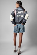Belle Jacket - Women's lyocell jacket with contrasting back panels and 'Love now' on the back