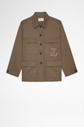 Kansas Jacket - Women's khaki cotton jacket with ZV patch. Made with recycled fibers