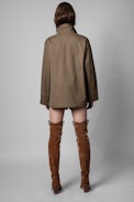 Kansas Jacket - Women's khaki cotton jacket with ZV patch. Made with recycled fibers