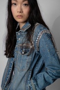 Killer Jacket Strass - Women's blue denim jacket with crystals