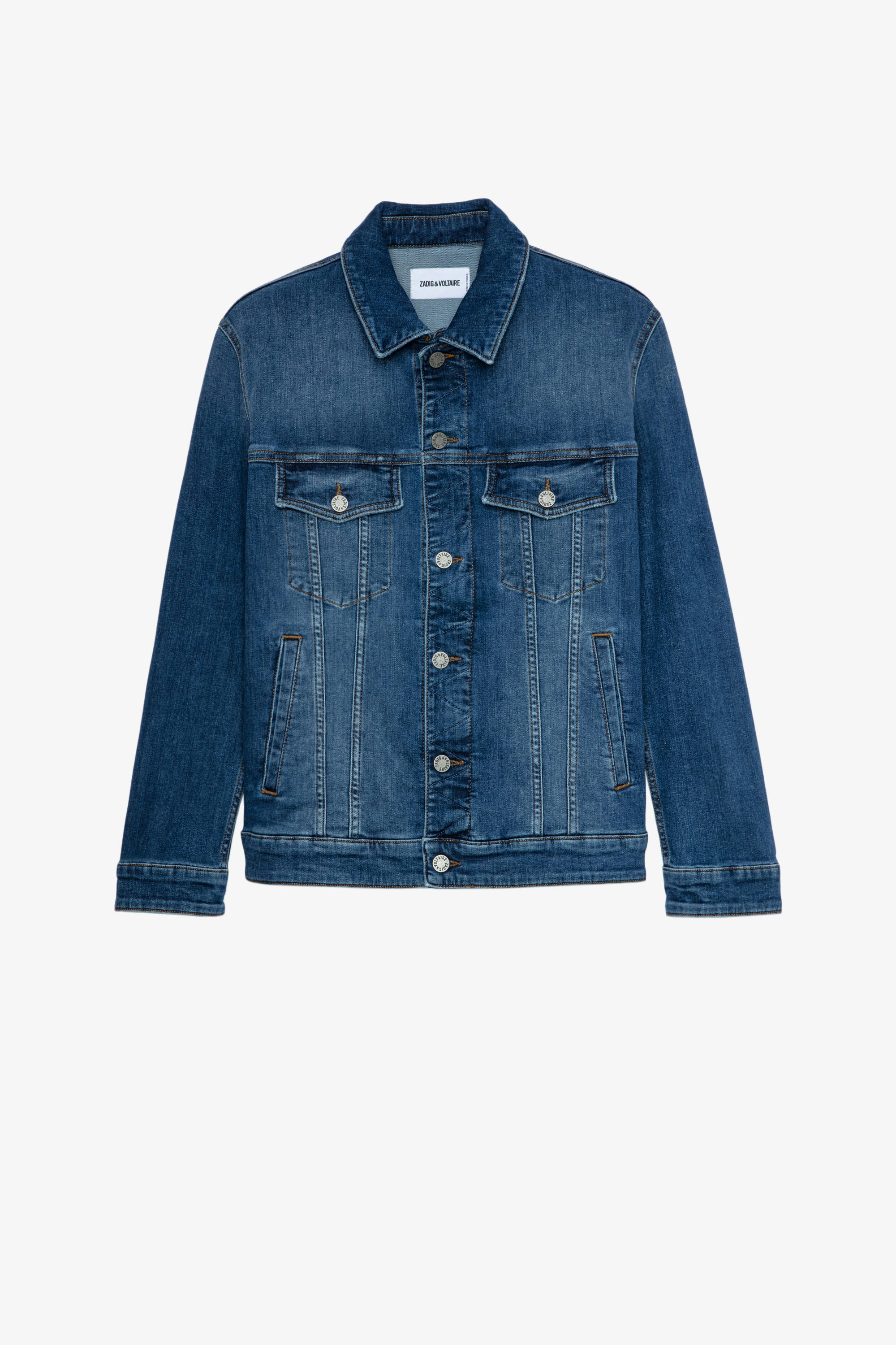 Kase Hearts Denim Jacket - Women’s denim jacket with hearts design on back.