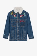 Kiome Denim Jacket - Women’s sky blue denim jacket with embroidery